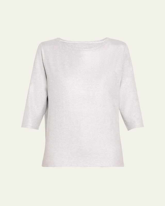 Soft Touch 3/4-Sleeve Metallic Jersey T-Shirt